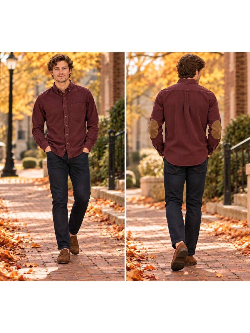 J.Crew Cotton Wool Flannel Elbow Patch Shirt Mens S Burgundy Preppy Heritage